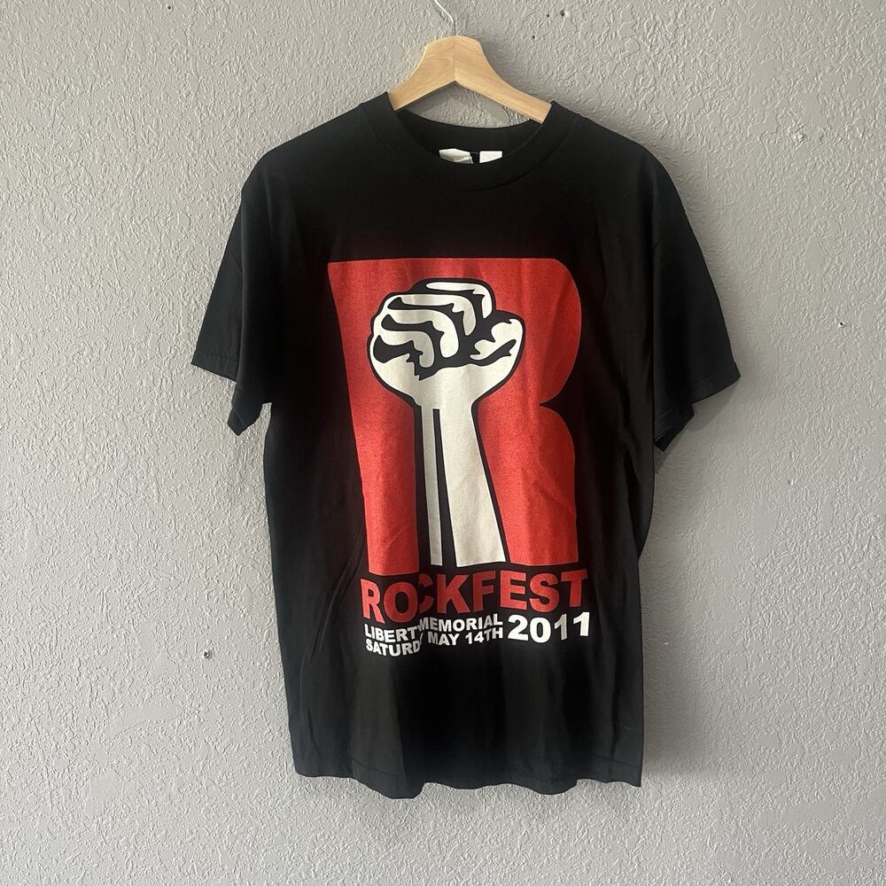 2000Y2K Rockfest 2011 Black Tshirt Men Medium Rock Tour Short Sleeve Graphic Tee